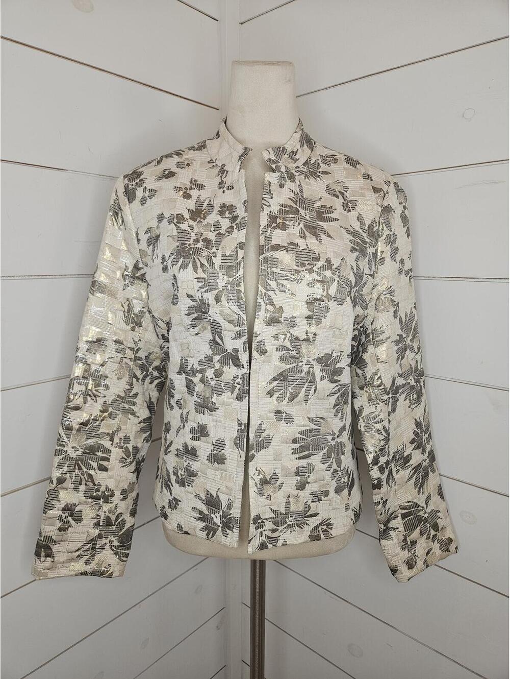 Erin London large cream gold & grey quilted jacket. Beautiful!
